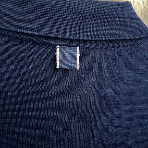 Blue Nails Thailand Indigo Men's Button Up Cardigan Fine Gauge Sweater Shirt L - Picture 6 of 6